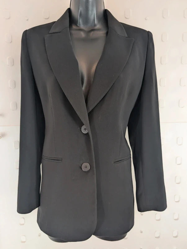 Vintage St Michael M&S Black Tailored Blazer UK8 Petite Made in UK