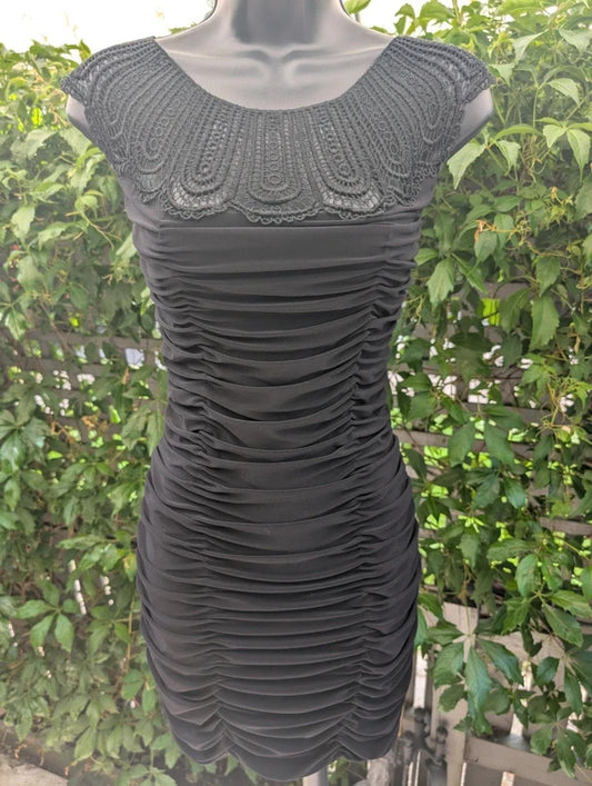 Pink Label by Gina Bacconi Ruched Mini Dress Black UK10