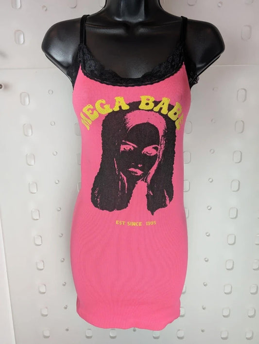 Urban Outfitters Mega Babe Graphic Mini Dress - Pink - S