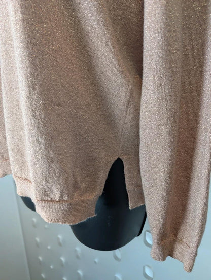 Whistles Pink Metallic Knit Jumper UK 12 Relaxed Fit Lightweight Sparkle