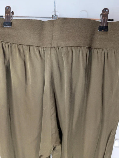 Nu Denmark Khaki Satin Cargo Joggers UK S