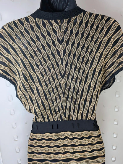 Missoni Vintage Knit Dress UK10 Made in Italy Cut-Out Waist