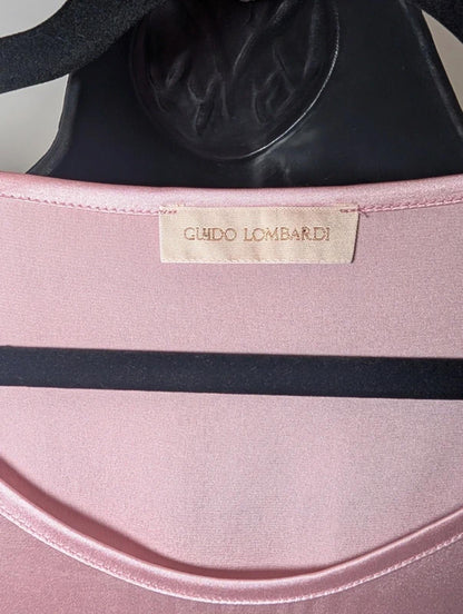 Guido Lombardi Silk Blend Rose Pink Top French Seam Scoop Neck Size L