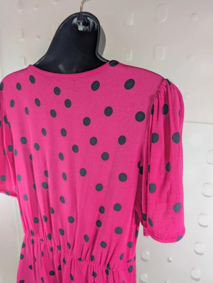 Dusk London UK14 Barbie Pink Polka Dot 50s Inspired Viscose Blouse