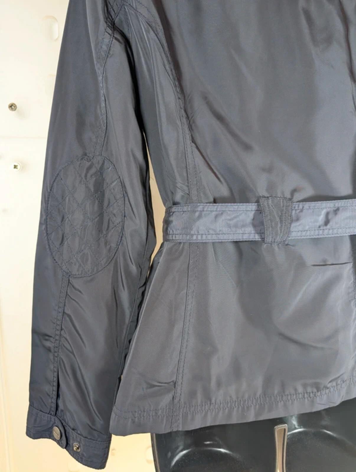 Maine New England Utility Jacket UK10 Navy Belted Quilted Detail Elbow Patch