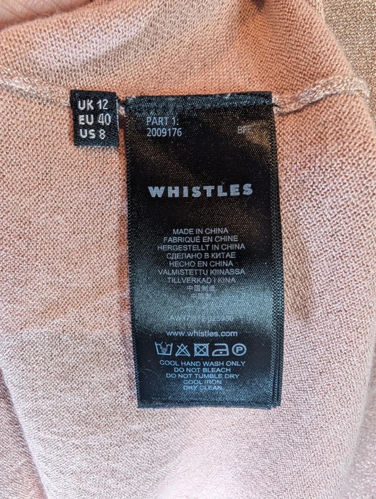 Whistles Pink Metallic Knit Jumper UK 12 Relaxed Fit Lightweight Sparkle