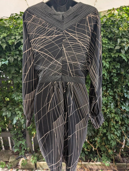 Day Birger et Mikkelsen 100% Silk Oriental Print Midi Dress Size 40 UK14