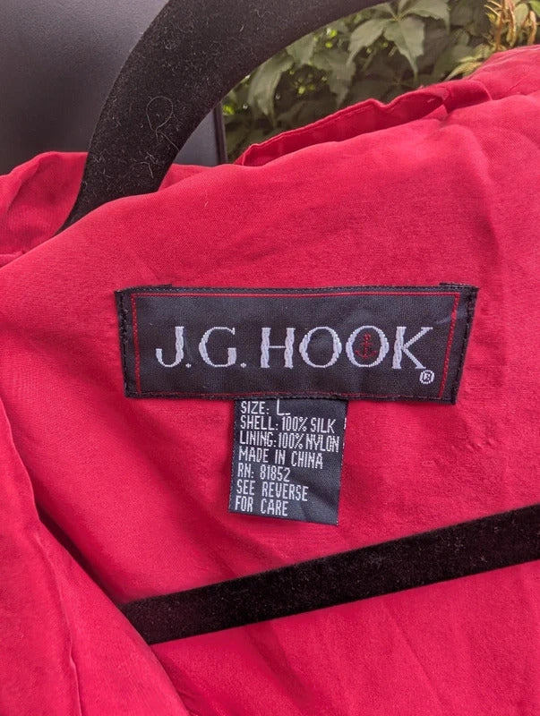 Vintage J.G. Hook Silk Bomber Jacket Red Paisley Large