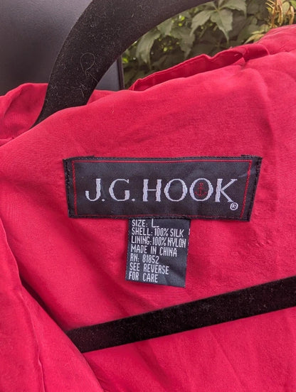 Vintage J.G. Hook Silk Bomber Jacket Red Paisley Large