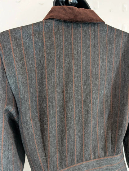 Vintage Natascia Charcoal Brown Velvet Heritage Dress