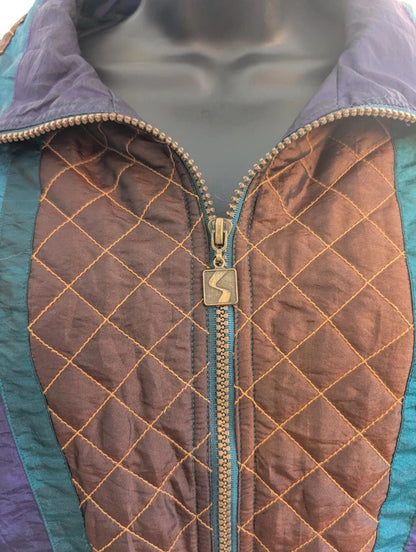 Vintage Active Stuff Colour Block Shell Suit Jacket Purple Teal Medium
