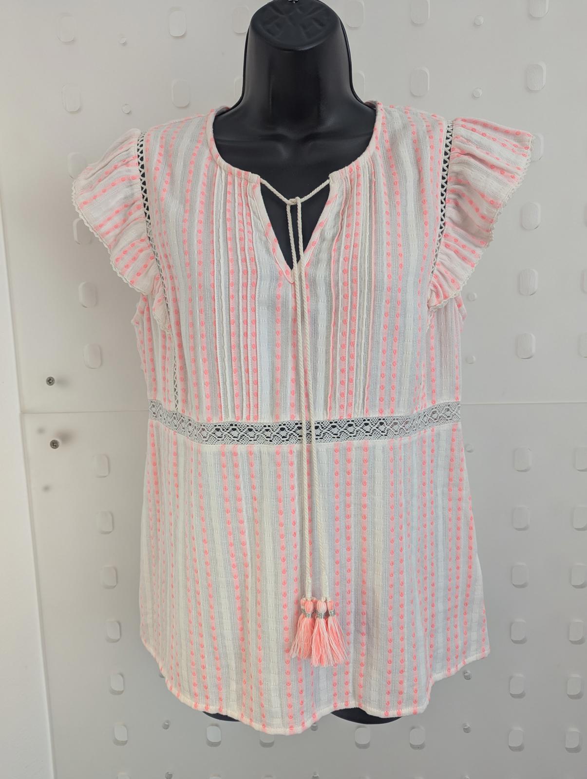 Nooki Anya Boho Style Pink Striped Blouse size M