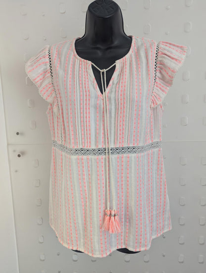 Nooki Anya Boho Style Pink Striped Blouse size M