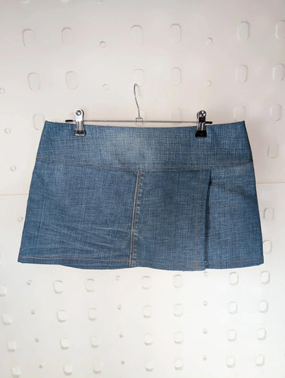 Vintage Clyde Sheriffe Denim Mini Skirt Low Rise Split Front Made in England