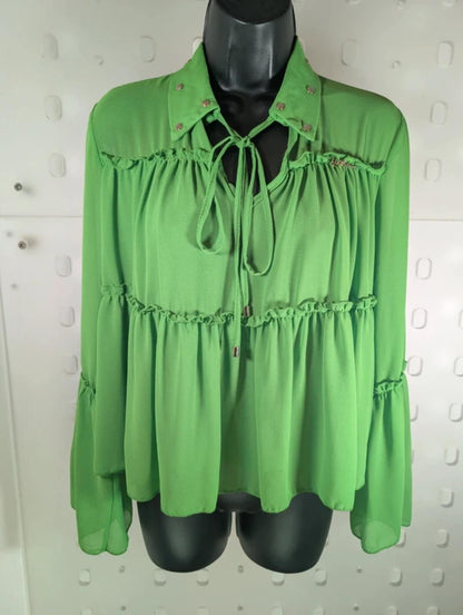 Gil Santucci Layered Blouse Vibrant Green Small