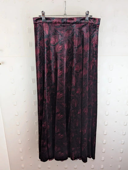 Vintage Alexon Burgundy Velvet Maxi Skirt UK10/12 Made in Great Britain