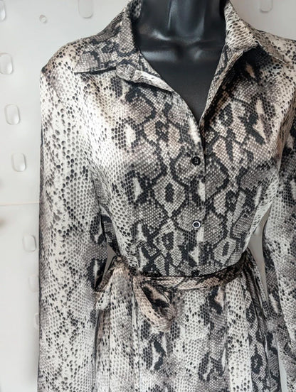 Lola May Snake Print Midi Shirt Dress UK 8 Safari Chic