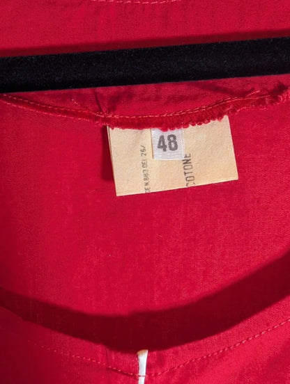 Vintage Red Cotton Shift Dress European Workwear Style EU48