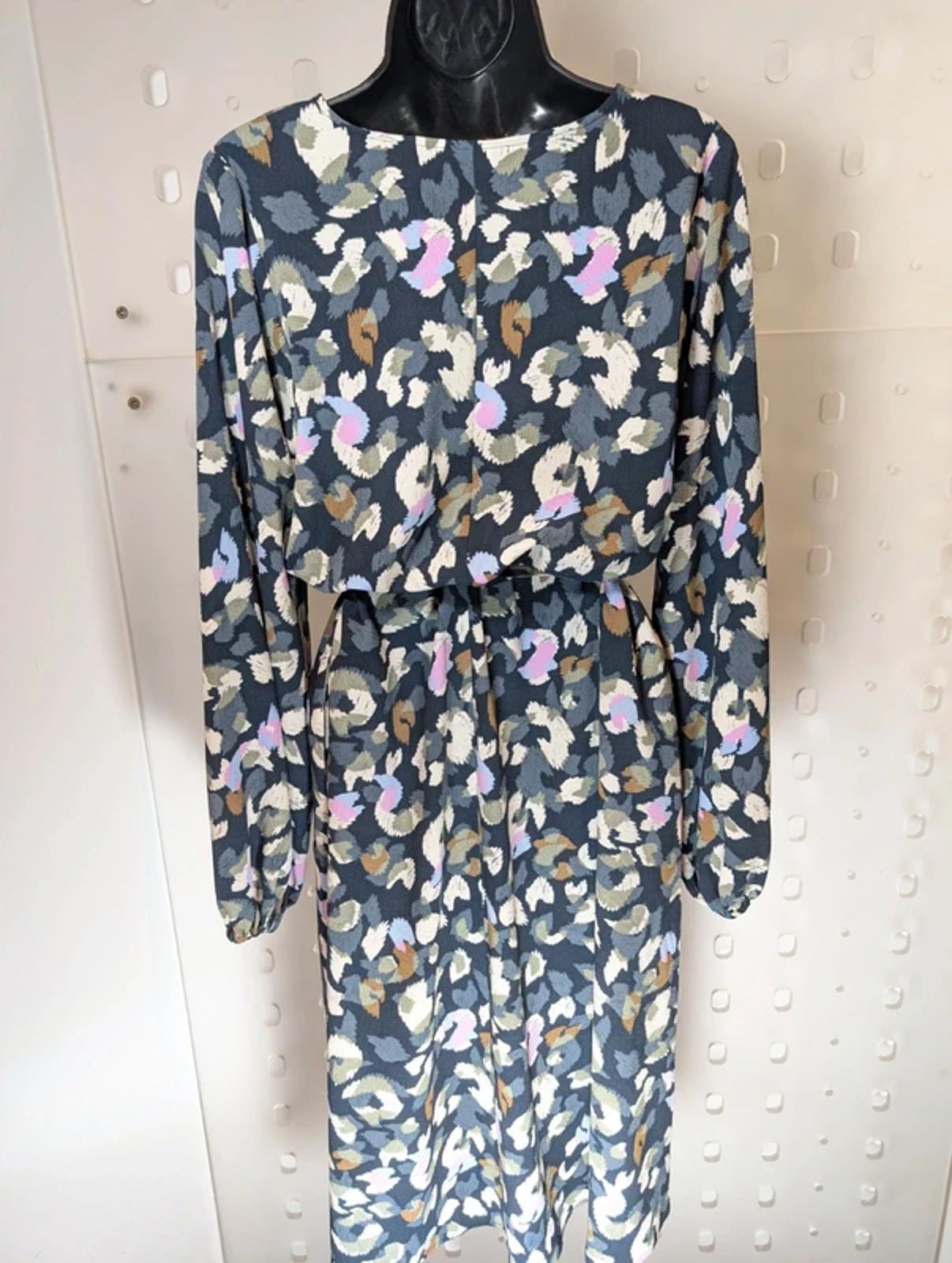 Nümph Nuecho Abstract Leopard Print Dress UK8 Scandi Style