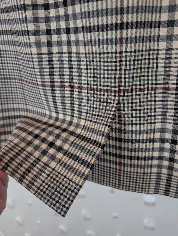 Vintage St Michael Check Wool Blend Pencil Skirt UK8 Made in Germany