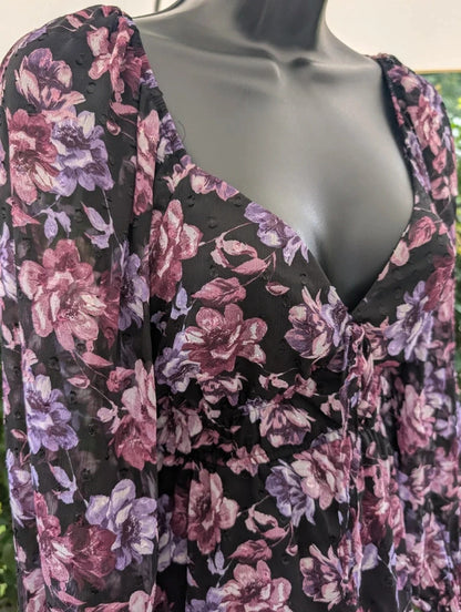Mi Ami for Francesca's Floral Mini Dress Black Purple Small