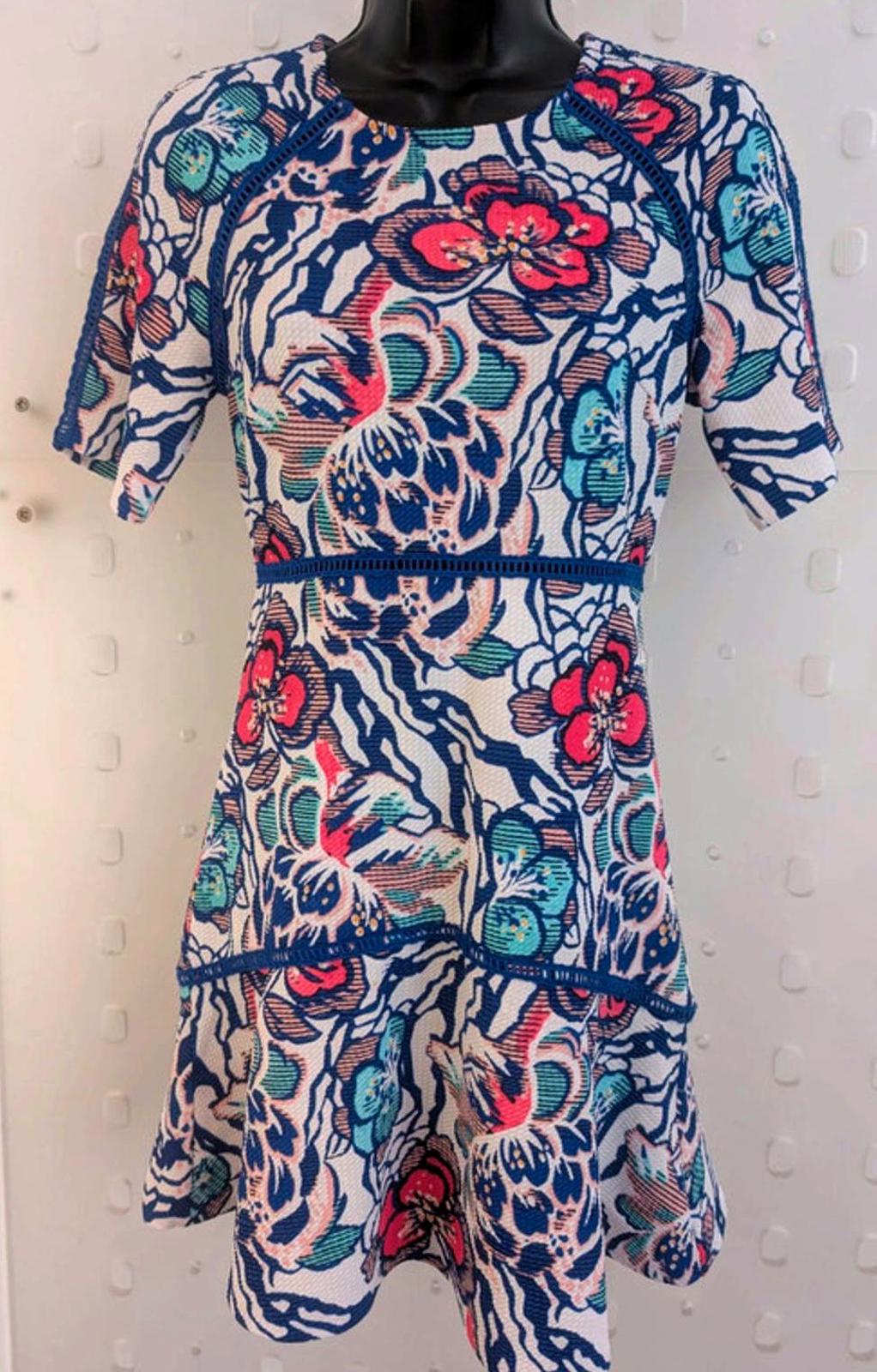 Juicy Couture XS UK6 Floral Textured Fit & Flare Dress