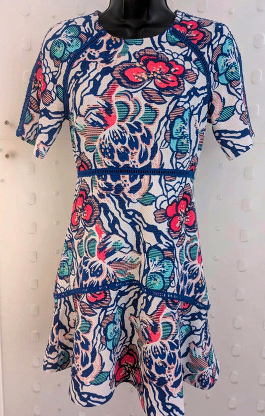 Juicy Couture XS UK6 Floral Textured Fit & Flare Dress