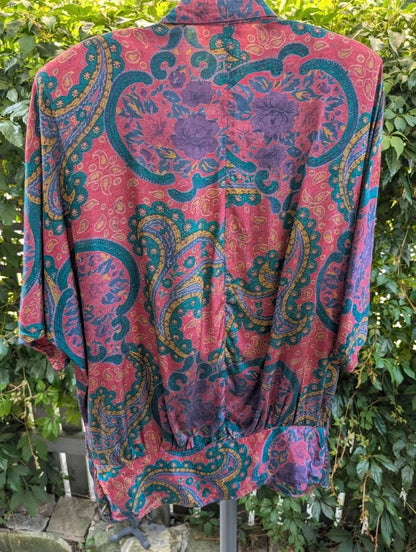 Vintage 1980s Cascade Paisley Skirt Suit Pink Purple Green