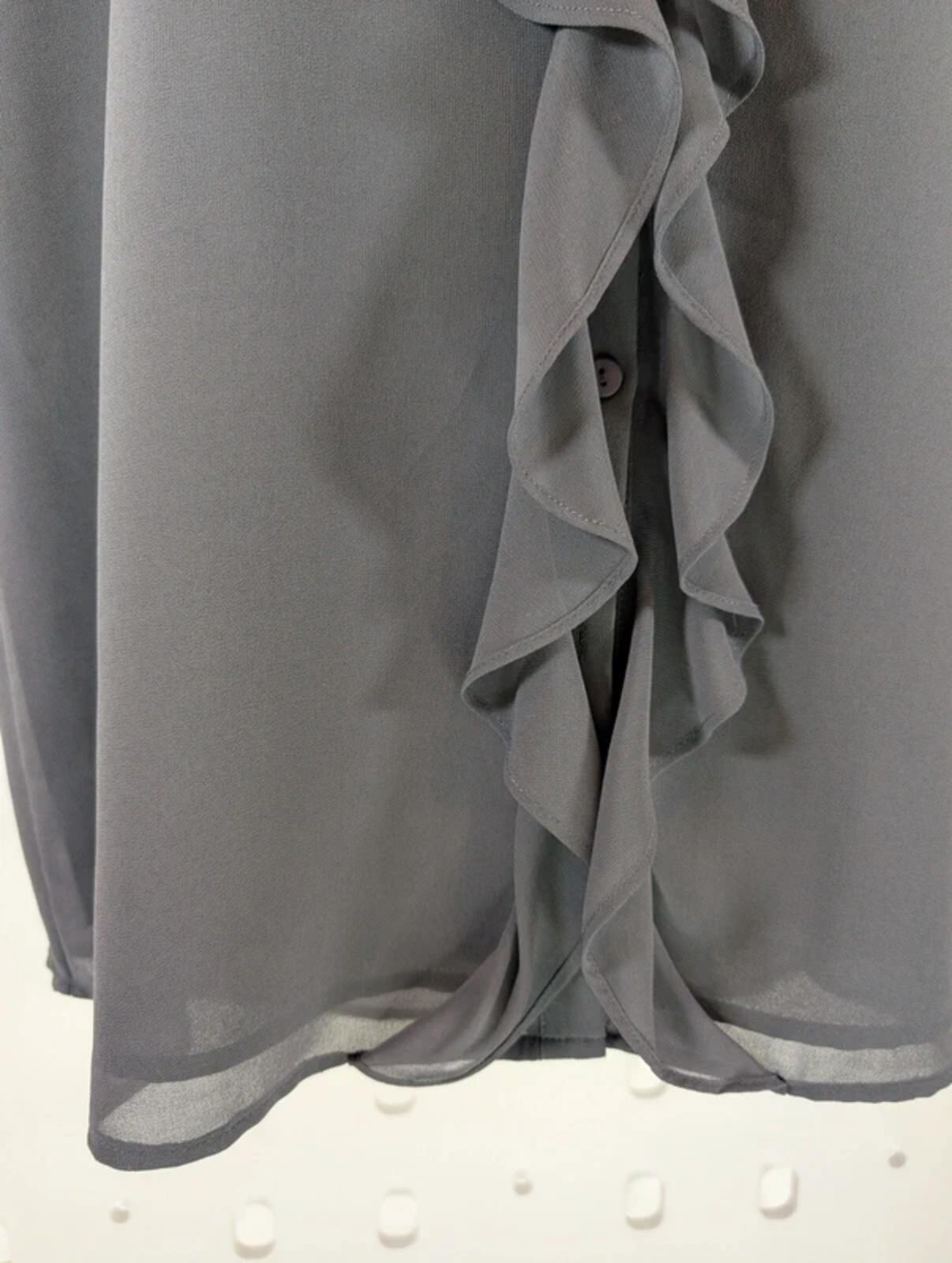 Mint Velvet Dark Grey Longline Ruffle Blouse Medium