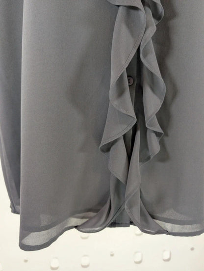 Mint Velvet Dark Grey Longline Ruffle Blouse Medium
