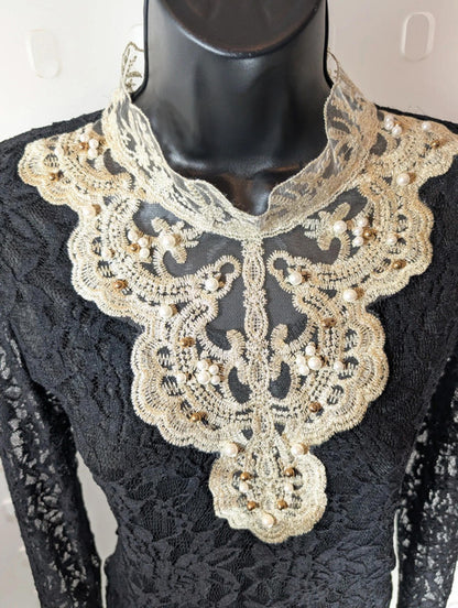 Korean Lace Top with Beaded Collar – XS (est.)