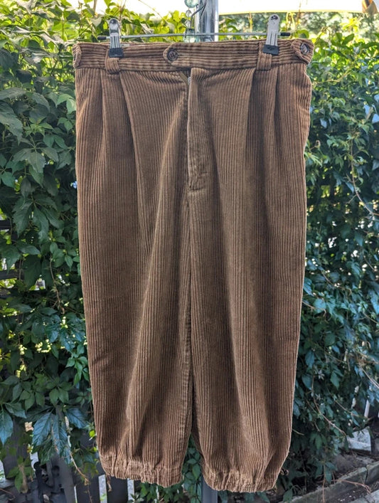 Vintage St Michael Jumbo Cord Cropped Trousers Mustard Brown UK10