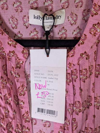 Lollys Laundry Isabel Pink Blouse Size M NWT 100% Viscose Flutter Sleeve rrp£100