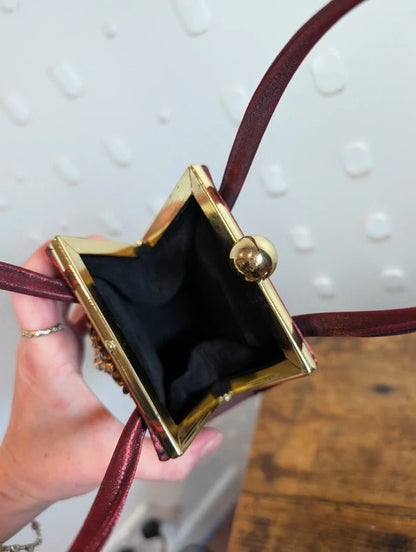 Vintage 1950s 60s Red Diamanté Mini Evening Bag