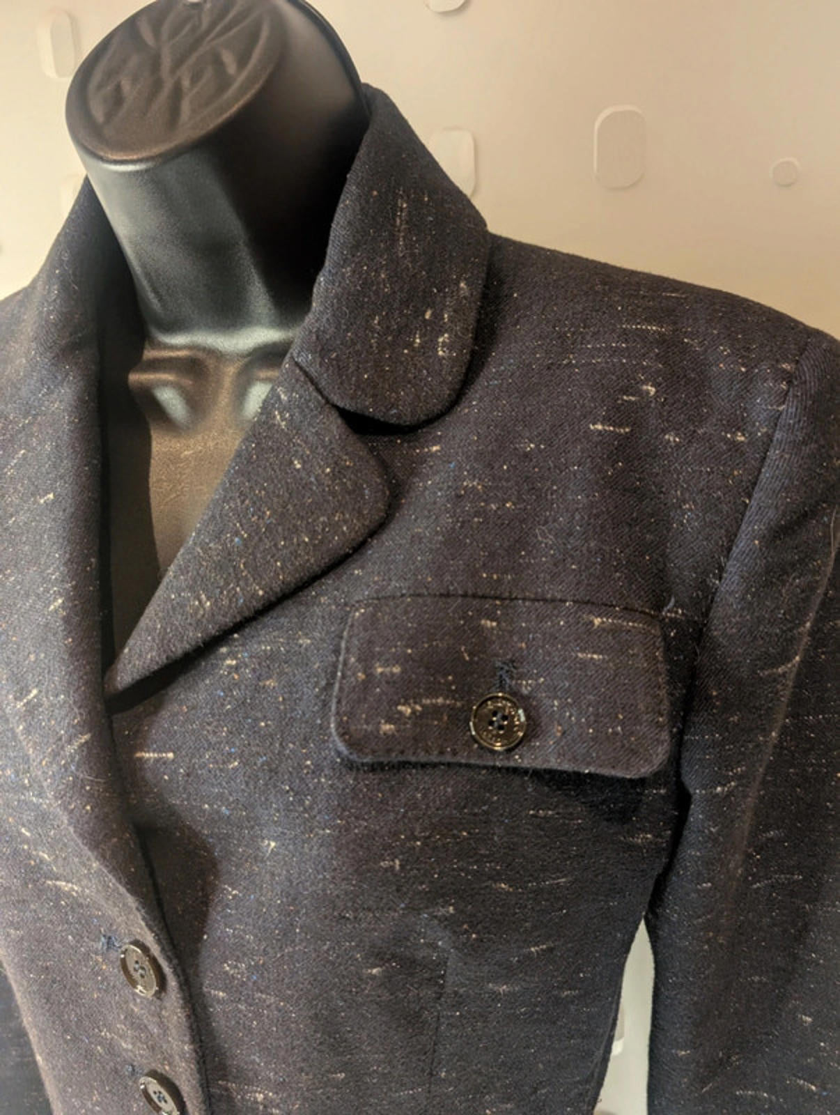 Aquascutum London navy wool blend blazer UK 12 tailored classic jacket