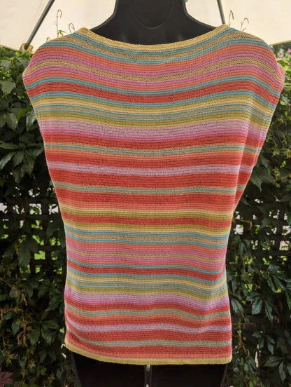 Lauren Ralph Lauren Linen Silk Blend Striped Top Medium