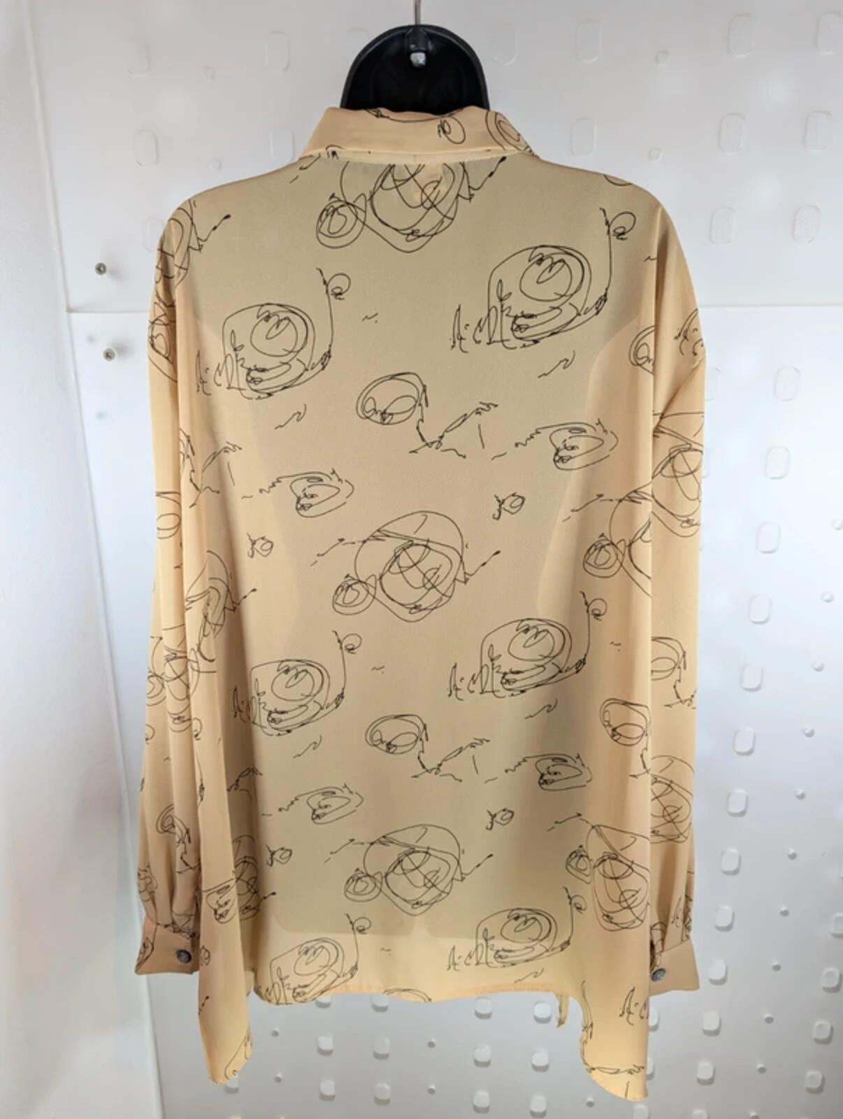 Vintage Anagram Signature Print Oversized Shirt UK Made Beige Black