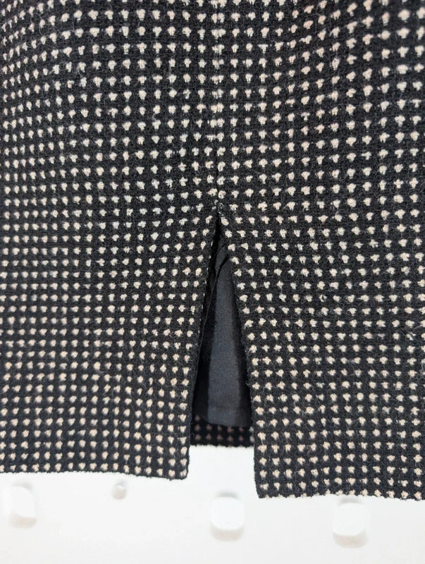 M&S Black & Cream Mini Pencil Skirt UK8 Made in UK