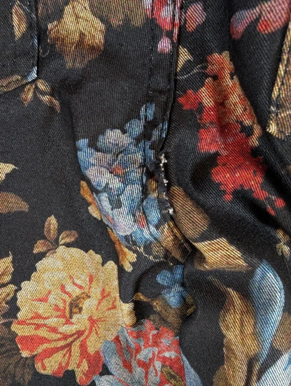 Dark Floral Jeans – High Waist Straight Leg – Statement Print – UK 10