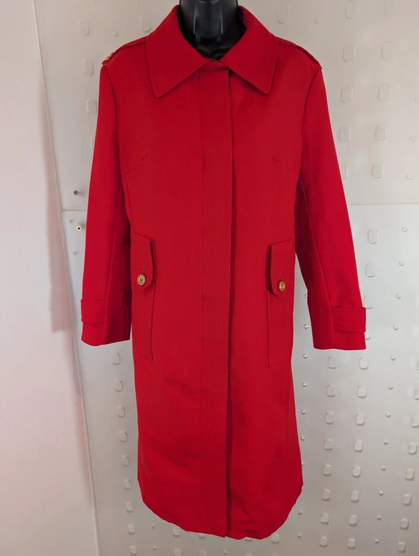 Vintage 1970s London Fog Bright Red Trench Mac Coat UK12