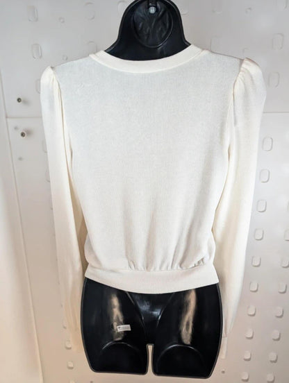 Reformation Cream Puff Sleeve Cardigan Size S Tencel