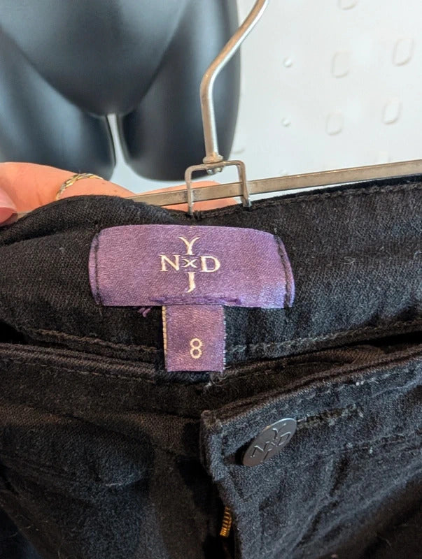 NYDJ Black Straight Leg Stretch Jeans UK12 US8 Made in USA