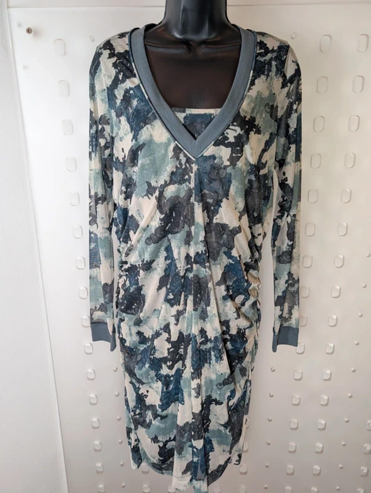 Sandwich Sheer Ruched Dress with Slip Size L RRP £89