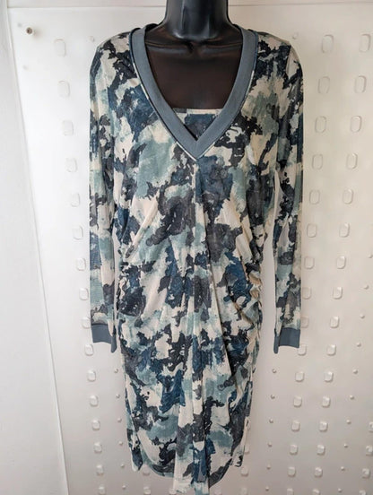 Sandwich Sheer Ruched Dress with Slip Size L RRP £89
