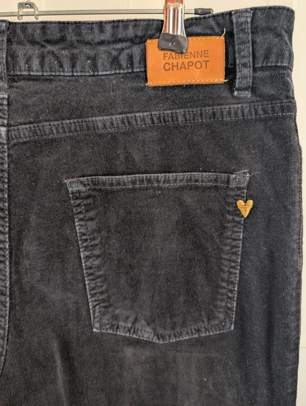 Fabienne Chapot Eva Black Corduroy Flare Trousers W29 L29