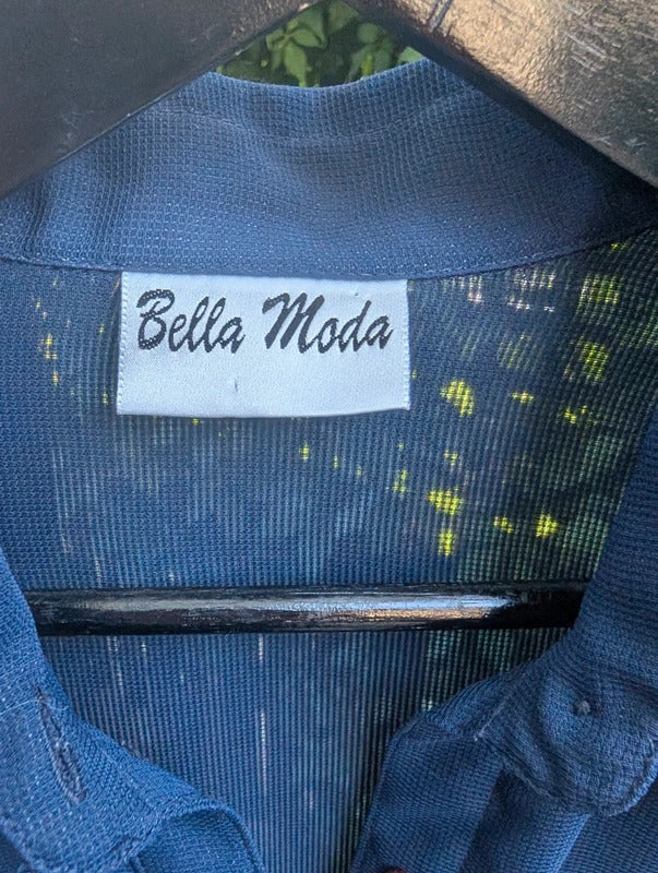 Vintage Bella Moda Sheer Utility Shirt Navy UK12