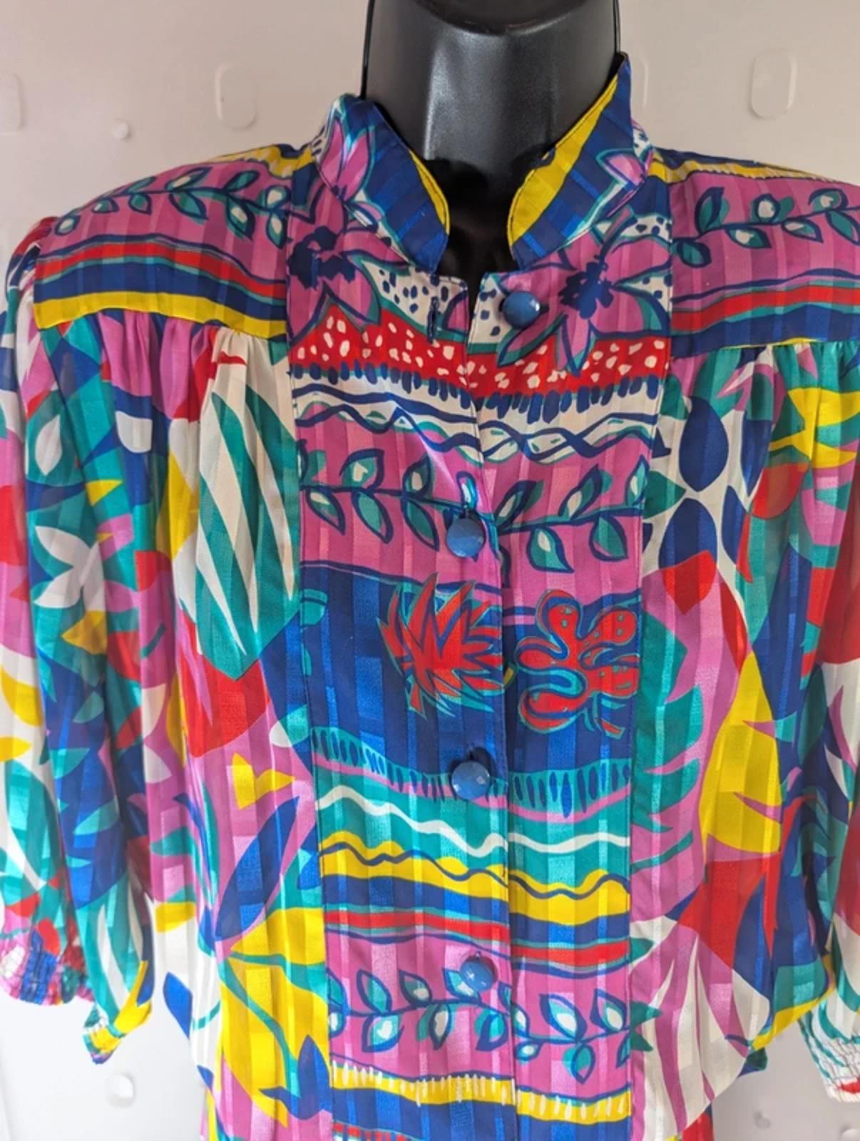 Vintage Kanga Collection by Dale Tryon Bold Print Midi Dress (Made in Hong Kong)