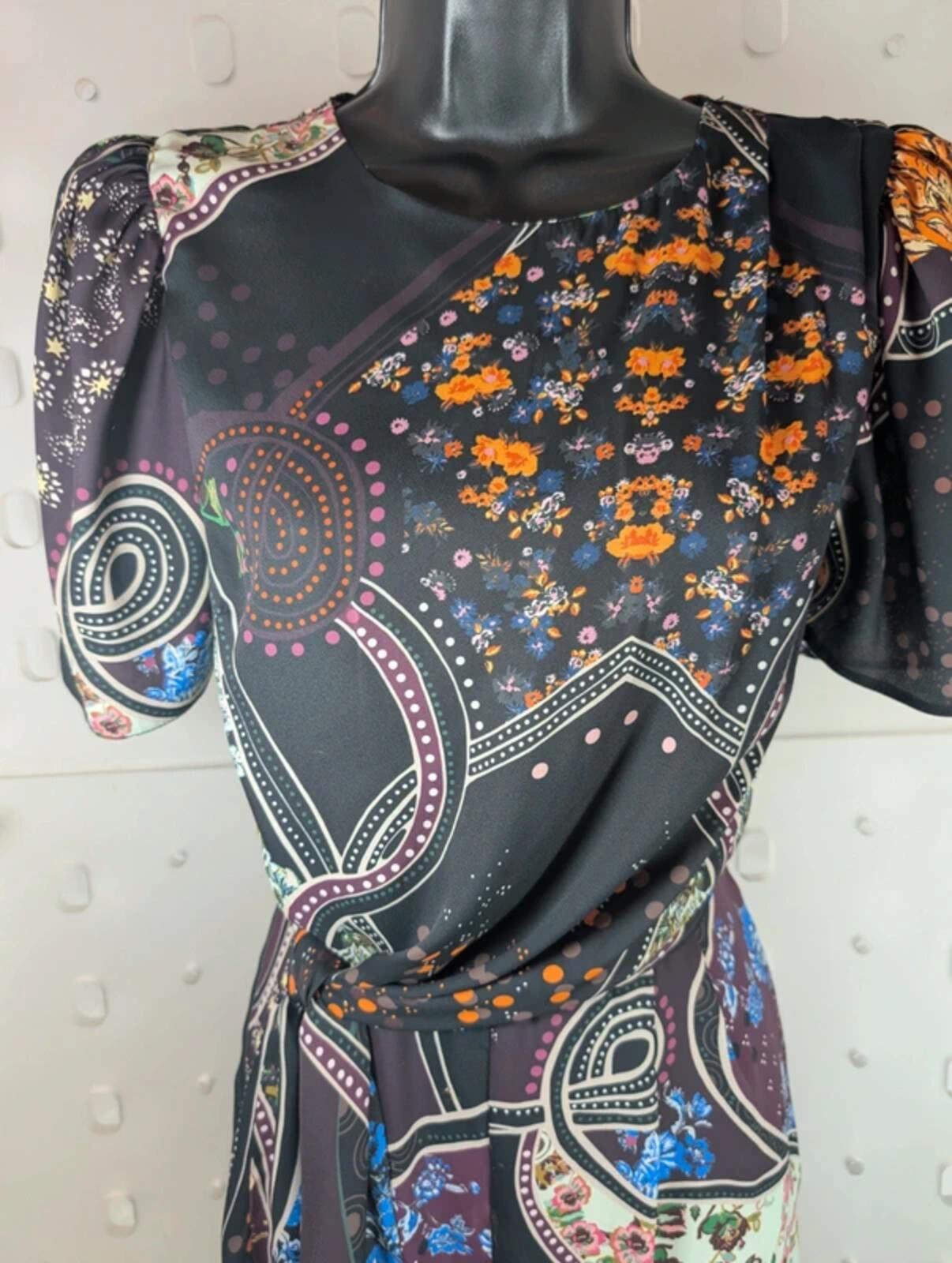 Krisp Floral Patchwork Jumpsuit Black UK10