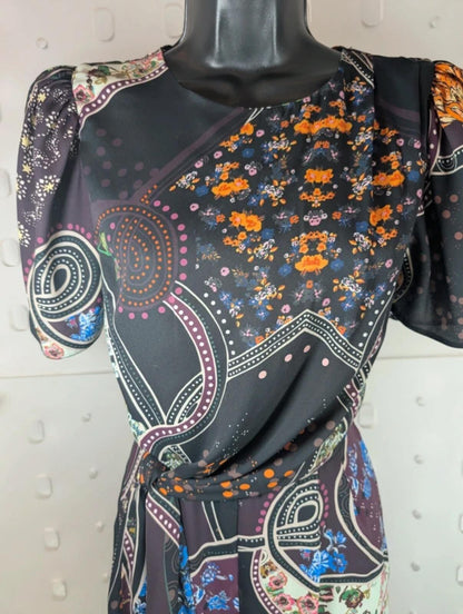 Krisp Floral Patchwork Jumpsuit Black UK10