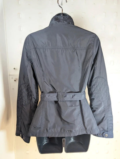 Maine New England Utility Jacket UK10 Navy Belted Quilted Detail Elbow Patch